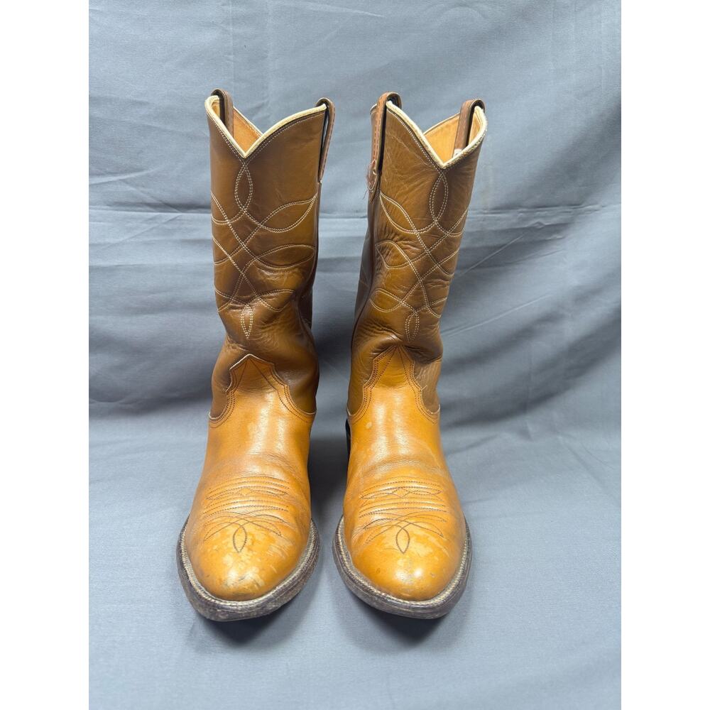 Vintage Nocona 4760 Golden Brown Mens Boots 9D USA Cowboy Western